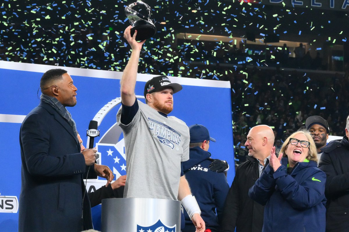 UnderdogNFL's tweet photo. Seahawks HC Mike Macdonald on Sam Darnold's performance against the Rams:

"He just shut a lot of people up tonight, so I'm really happy for him." https://t.co/Qe5Uni6QAc