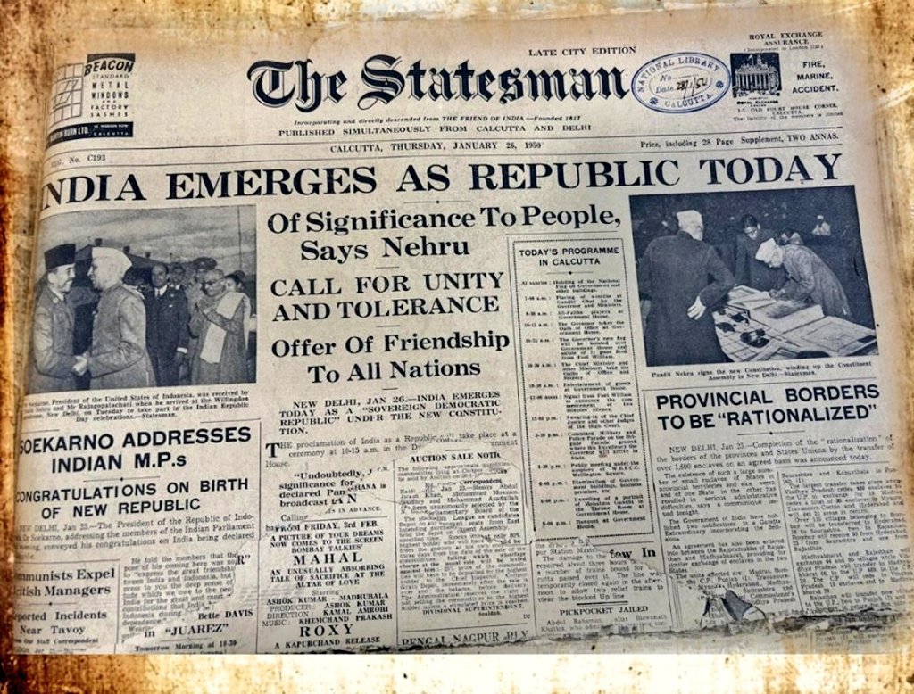 Indian newspapers on 26 January 1950 🇮🇳 #HappyRepublicDay