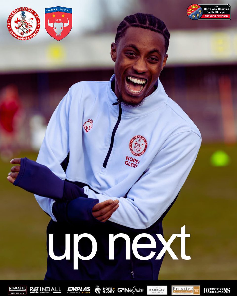⚽️ | Next Up 

Tomorrow we are back at The Emplas Commercial North Stadium as we host <a href="/CheadleTownFC/">Cheadle Town FC</a> 

⏰ 7:45pm Kick Off 
💷 £7 Adults / £4 Concession 
💳 Cash &amp; Card Accepted 
🍻Bar open from 6pm
🍔 <a href="/marlowes_chad/">Marlowes Catering</a> open 
🚘 Car parking on site &amp; near by

#UpTheChad