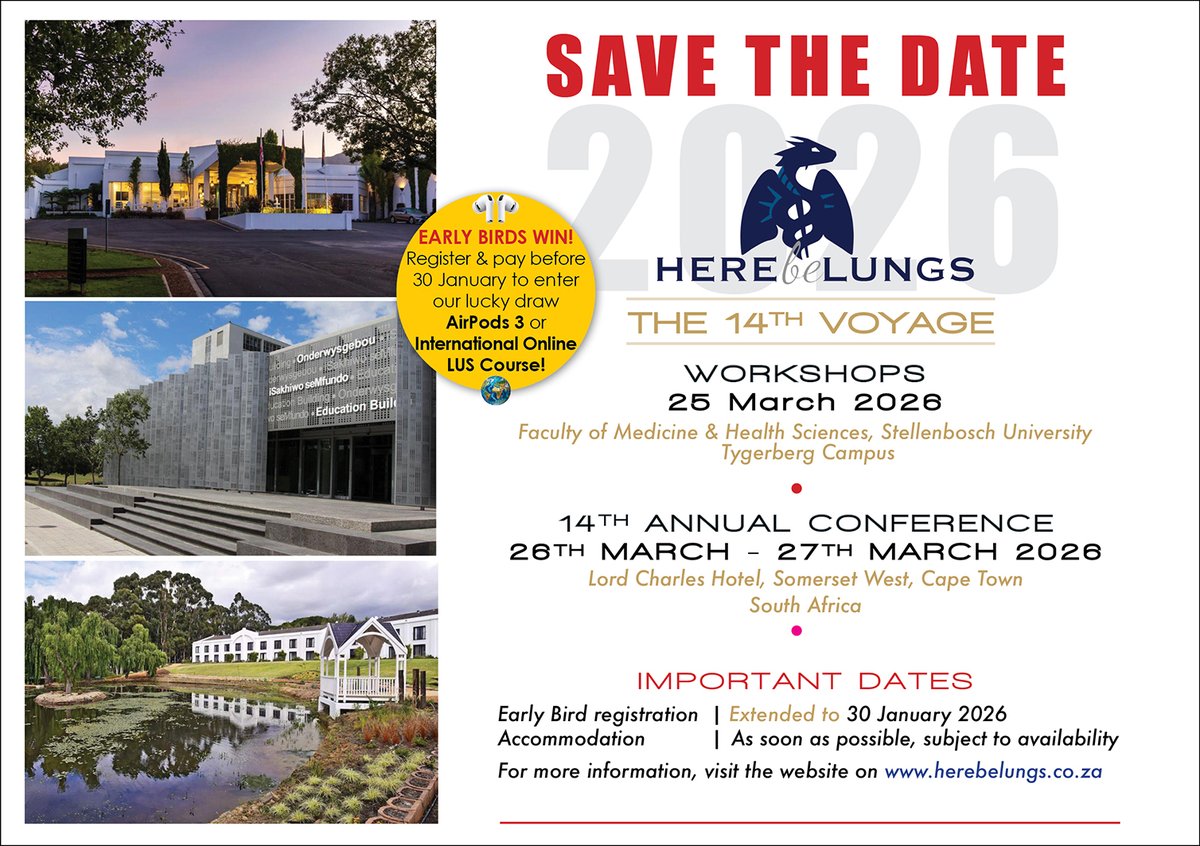 EARLY BIRD WINS! REGISTER BEFORE 30 JANUARY 2026!

Go to the website: consultus.eventsair.com/here-be-lungs to register.

#herebelungs