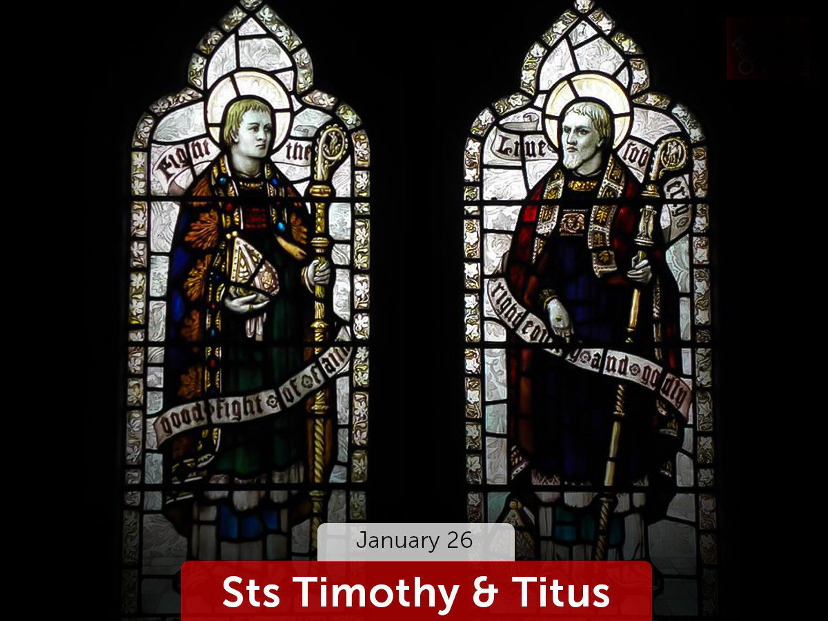 The Catholic Church celebrates the liturgical memorial of Saints Timothy and Titus, close companions of the Apostle Paul and bishops of the Catholic Church in its earliest days.

Both men received letters from St. Paul, which are included in the New Testament.
