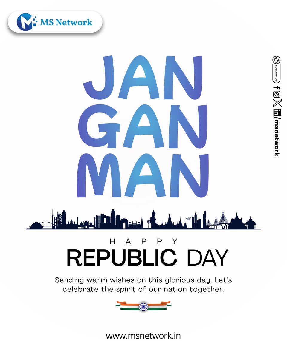 MSNETWORK25's tweet photo. Upholding trust. Strengthening narratives.
Serving the nation’s voice.

Jan Gan Man…
Happy Republic Day.🇮🇳

#RepublicDay #MSNetwork #PRIndustry #StrategicCommunication #NationFirst https://t.co/ttXOOi6Yit