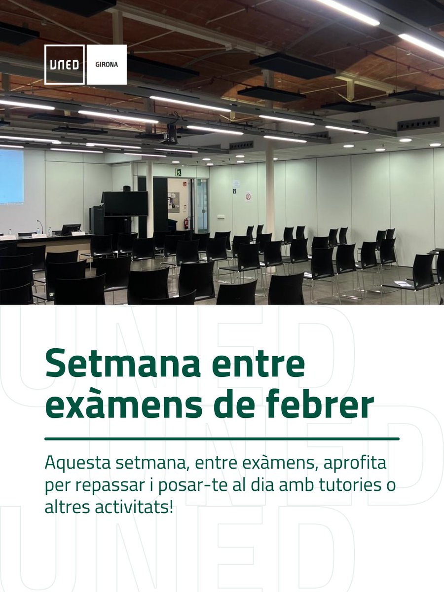 Aprofita aquesta setmana de la millor manera per repassar i posar-te al dia amb tutories! Organitza’t bé i treu el màxim profit del temps! 💪📚

#somuned #fomacióuniveritariauned #unedgirona #estudiaradistancia #exàmens