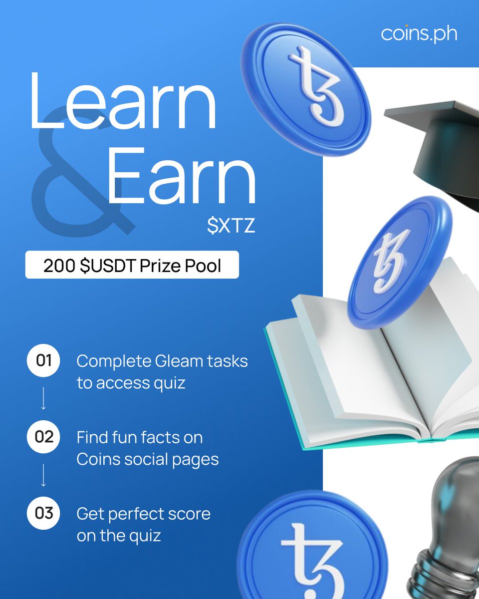 Learn &amp; Earn is BACK! Let’s start the first one of the year with a bang with $XTZ (<a href="/tezos/">Tezos</a>).

💰 200 $USDT (₱11,700+) prize pool 
💸 16 winners will get 12.5 $USDT (~₱730) each!

How to join: 
1️⃣ Complete Gleam tasks 👉 bit.ly/4rizthE
2️⃣ Comment “Done” on this post to