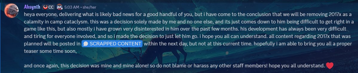 CampCataclysm's tweet image. 2017x has been scrapped, check image for full explanation