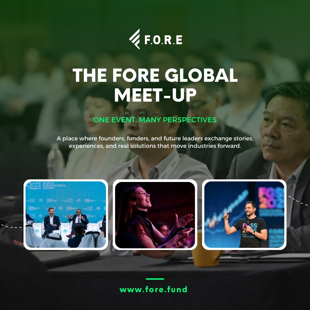 foreglobal_'s tweet image. The FORE Global Meet-Up

One Event. Many Perspectives.
A place where founders, funders, and future leaders come together to exchange stories, experiences, and real solutions — the kind that move industries forward and build lasting collaboration.

#FOREFund #GlobalMeetUp
