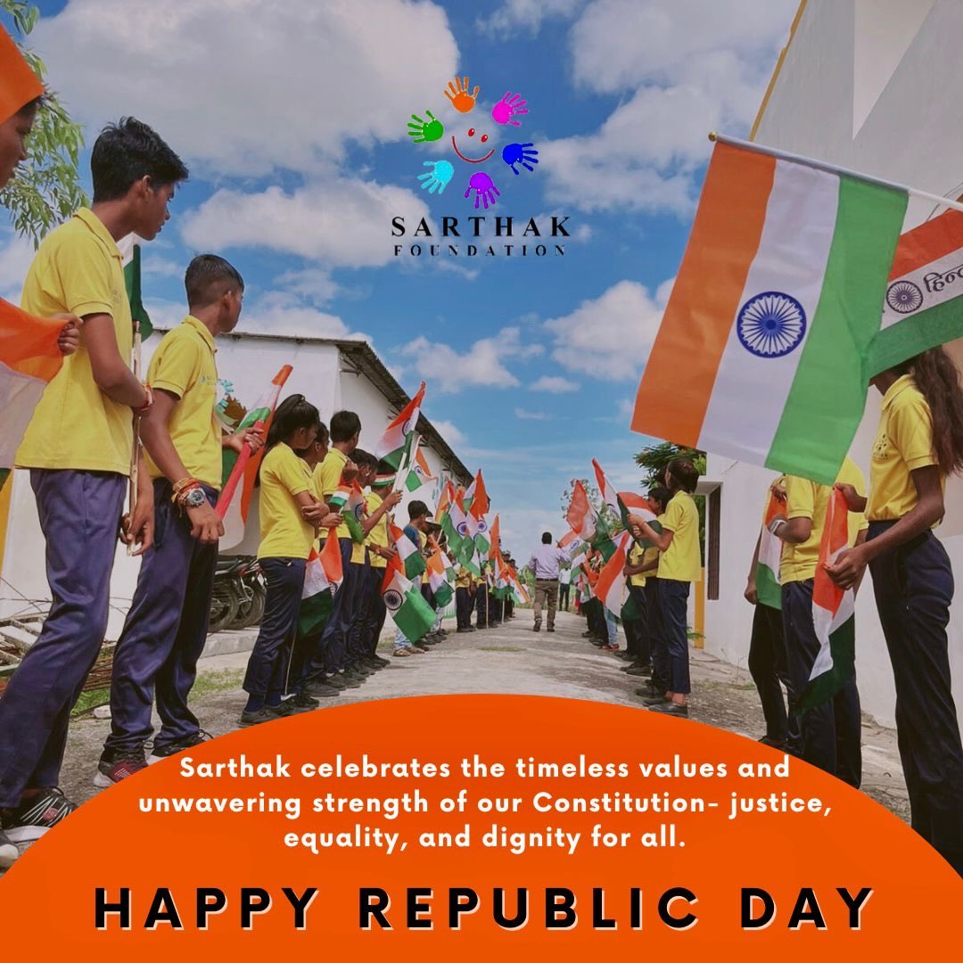SarthakNGO's tweet photo. Our Constitution lives through our actions, every day, in every choice we make.
Happy Republic Day!!
#YellowRooms #YellowSLATEs #Gurukul #Republicday #Sarthak https://t.co/h0Sym8ozh4
