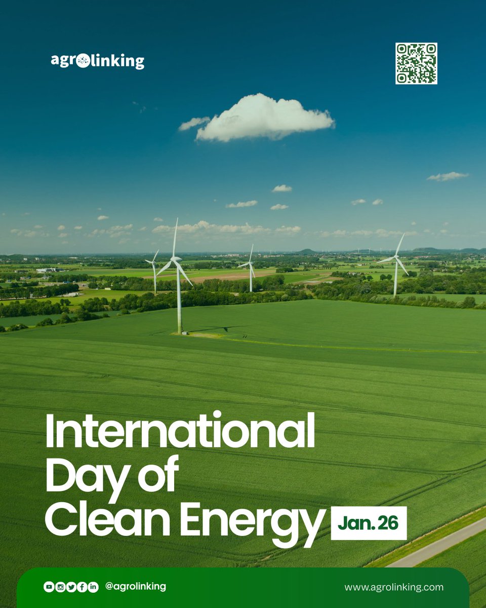 AgroLinking's tweet photo. Clean energy is a key driver of safe and efficient food systems. Reliable energy supports food production, processing, storage, and market access. It improves efficiency, reduces losses, and strengthens food safety across the supply chain.

As food systems become more complex, clean and reliable energy supports resilience, transparency, and trust, especially for farmers and agrifood actors operating at scale.

#InternationalDayOfCleanEnergy #CleanEnergy #FoodSystems #FoodSafety #SustainableDevelopment #Agrolinking