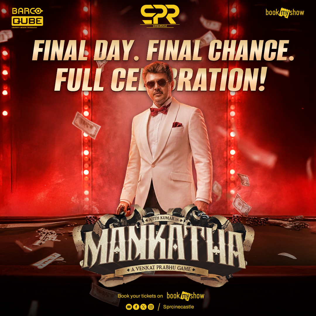 Today is the LAST DAY of the 🔥 Opening Mashup &amp; Interval Song Celebration!
The energy, the music, the madness—this is your final chance to experience it on the big screen 🎶🎬

🎟️ Book your tickets now and celebrate cinema like never before!
📍 Catch it only at @SPR Cinecastle
.