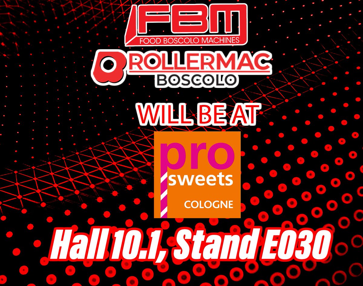 And now, off to Cologne!

Having just finished Sigep in Rimini, we are ready to head to Cologne for ProSweets. Both Fbm and Rollermac Boscolo will showcase their technology in Hall 10.1, Stand E030.

myblog.boscolo.it/en/post/2026/0…