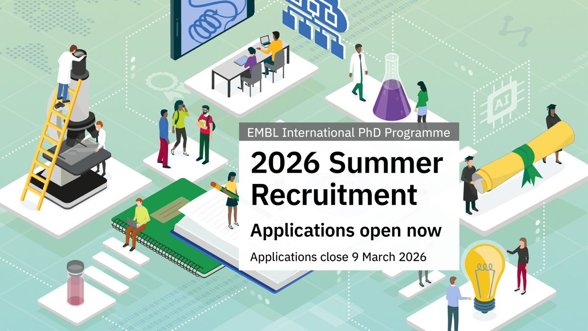 Recruitment for the EMBL International PhD Programme is officially open!🔊

At EMBL, we train young scientists to become skilled and creative future leaders in academia, industry and other sectors. Start your career in the life sciences with us! 

🔎 tinyurl.com/4jdt2ra5