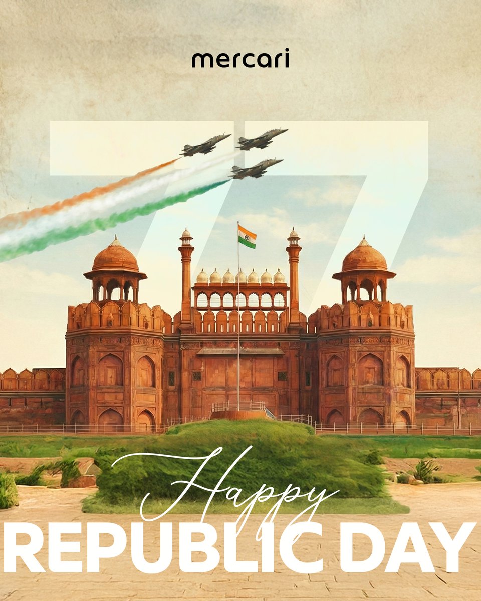 MercariIndia's tweet photo. Happy 77th Republic Day to everyone celebrating. 

#RepublicDay #India #Mercari #India https://t.co/V2lygCHBhs