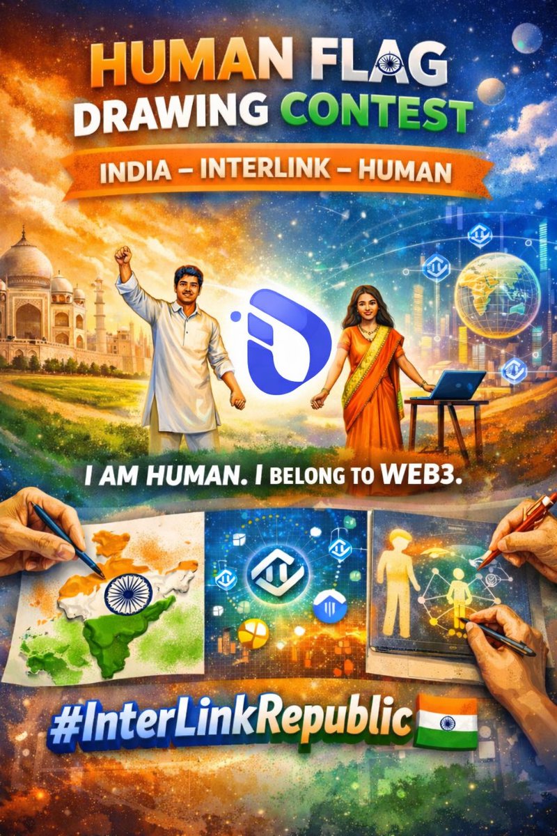 interlinklabsas's tweet photo. ๐ฎ๐ณ๐จ HUMAN FLAG DRAWING CONTEST โ INTERLINK INDIA ๐จ๐ฎ๐ณ
In celebration of Indiaโs Republic Day (January 26), InterLink proudly presents the Human Flag Drawing Contest โ a space for real humans to leave their mark in Web3.
Bots can click.
Only humans can create.
โฐ EVENT DURATION
January 26 โ January 29
๐จ THEME
India โ InterLink โ Human
Every artwork is a declaration:
โI am human. I belong to Web3.โ
๐ HOW TO JOIN
๐น Step 1 โ Create Your Artwork
Create one image that represents India + InterLink + Human.
You may use any method:
Hand drawing
Digital drawing (phone or computer)
AI-generated images
Icons, emojis, or any creative style
๐ It doesnโt need to be perfect โ it just needs to be yours
๐น Step 2 โ Post on Telegram
Post your artwork in the โRepublic Dayโย topic in the official Telegram group
๐ Include the hashtags: #InterLinkRepublic #InterLinkIndia
Take a screenshot showing that your post was successfully published
๐น Step 3 โ Share on Social Media
Post the same artwork on X / Instagram / Facebook / TikTok (or any platform you use)
๐ Include the hashtags: #InterLinkRepublic #InterLinkIndia
Answer the question:
โWhat does InterLink mean to you?โ
(You may write in English or your native language)
๐น Step 4 โ Submit Proof
Submit all required information via the official Google Form, including:
Your artwork
Screenshot of your Telegram post
Link to your social media post
Your InterLink UID
๐ REWARD MECHANISM
๐ TOP 1 โ Best Artwork on Social Media
(Highest views & engagement)
โ 50 USDT + 1,000 ITLG
๐ TOP 1 โ Best Artwork on Telegram
(Highest number of reactions)
โ 50 USDT + 1,000 ITLG
๐ฅ TOP 20 โ Most Reactions on Telegram
โ 1,000 ITLG per participant
๐ฅ TOP 20 โ Most Views & Engagement on Social Media
โ 1,000 ITLG per participant
โ๏ธ All valid entries submitted via the official form
โ 50 ITLG / 1 InterLink ID
๐ Submission link:ย https://t.co/J37yVmjO1S
โ NOTES
This is not a contest to find the most beautiful artwork
It is about discovering real human creativity inside InterLink
Web3 is not built by bots โ it is built by humans
#InterLinkRepublic #InterLinkIndia
#InterLink #ITL #ITLG #ITLX