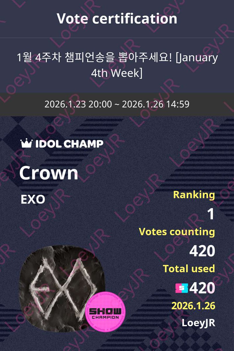 GabyEXO8's tweet photo. Vayan a vota en IDOLCHAMP 아이돌챔프
"Crown" 투표 완료
https://t.co/RXMe9Yruwv

@weareoneEXO https://t.co/Wa7s9Lb0VA