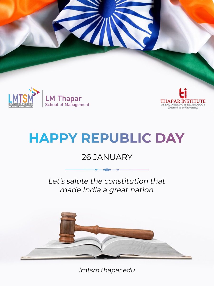 Let us celebrate the spirit of a nation that innovates, leads, and inspires the world.

Happy Republic Day!

#LMTSM #RepublicDay2026 #77thRepublicDay #NationBuilding #FutureLeaders #ThaparInstitute #NewIndia #JaiHind