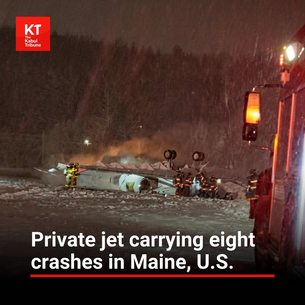 TheKabultribun's tweet image. A private jet #crashed and caught #fire while taking off from Bangor International #Airport in the U.S. state of #Maine, with eight people on board, U.S. #aviation officials said. The fate and identities of those aboard were not #immediately known, according to Reuters.