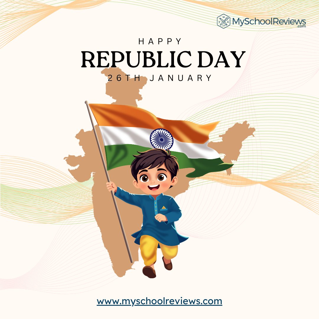 MySchoolReviews's tweet photo. Happy Republic Day!
Honoring the Constitution, Inspiring Young Minds.
Let's celebrate the ideals of education, equality &amp; responsibility that shape our nation’s future.
Happy Republic Day.
-Team https://t.co/R3Fxcv37Hs
#HappyRepublicDay #MySchoolReviews #SchoolsOfIndia #26January https://t.co/VWmXUklHvN