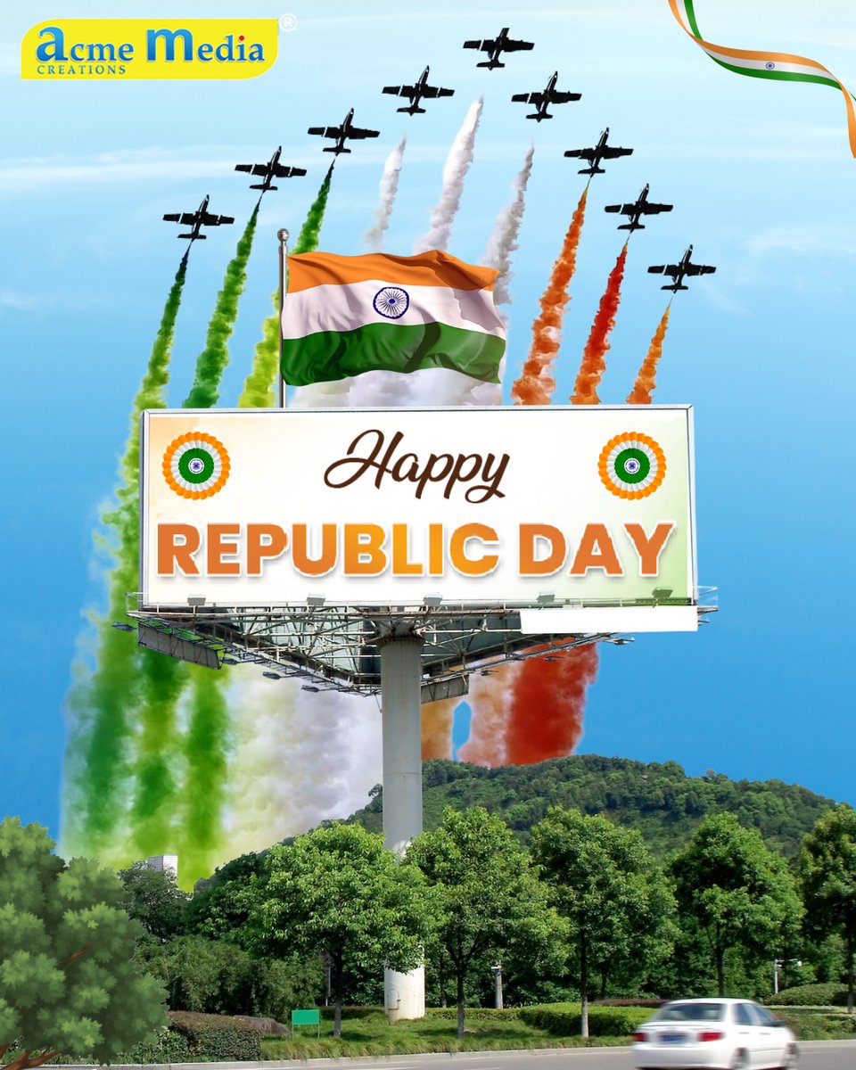 acmemedia_cn's tweet photo. Freedom inspires ideas, and at Acme, we turn those ideas into impactful media experiences. Happy Republic Day

#acmediagroup #happyrepublicday #republicday2026 #indian #republicday #ooh #digitalscreens #digitalmarketing #malladvertising https://t.co/ScR7Z40KIQ