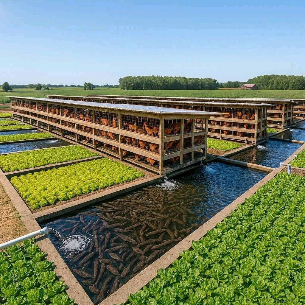 pati_agronomist's tweet photo. An integrated poultry–aquaculture–horticulture system that promotes nutrient recycling, enhances aquaculture productivity, and improves resource-use efficiency for sustainable farm profitability.#IntergratedFarming #Agroecology https://t.co/tbS4BhNMkJ