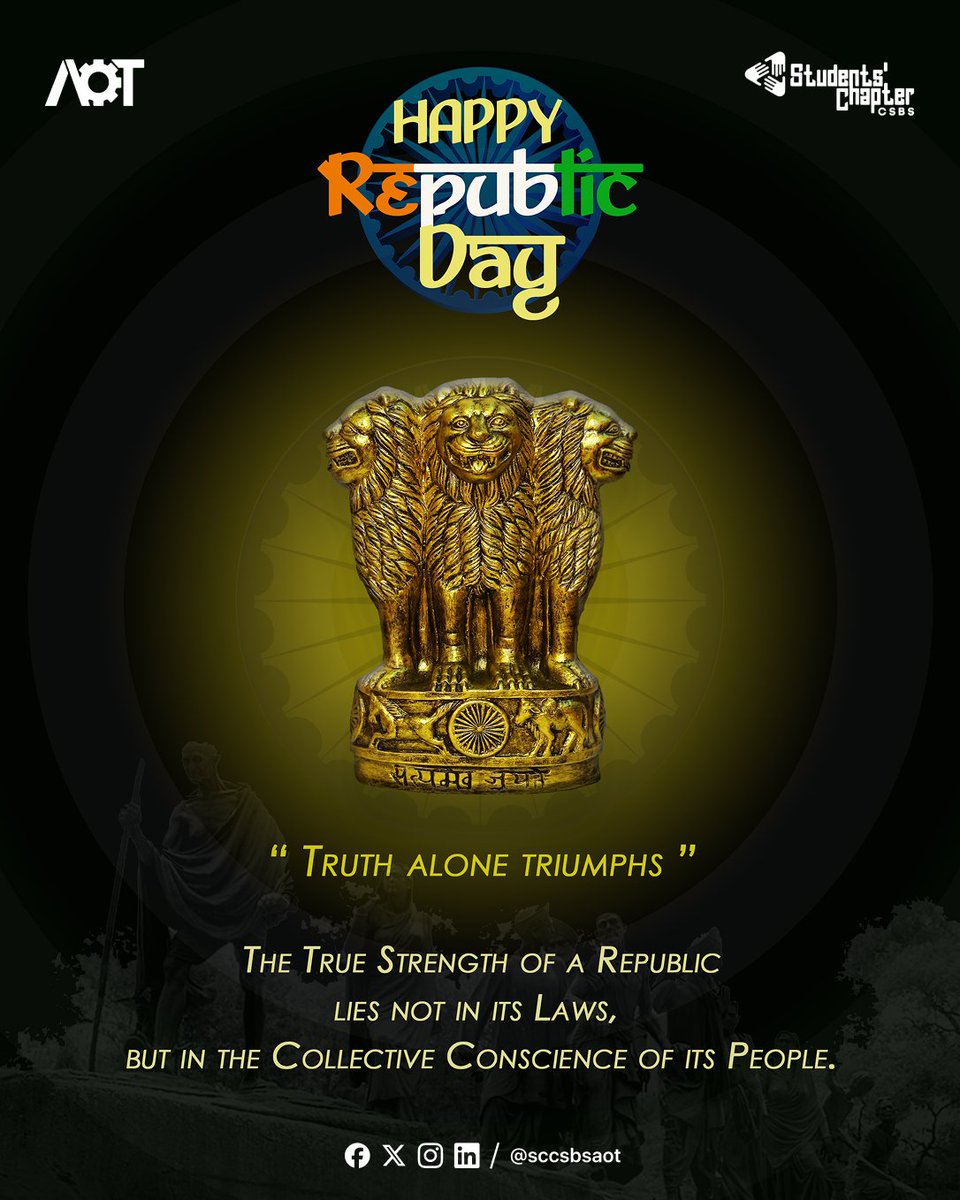 sccsbs's tweet photo. Our Constitution is the soul of our Republic. 📜🔥

On #RepublicDay, we stand for justice, liberty, equality &amp; fraternity.
Freedom with responsibility. Rights with accountability. Unity in diversity. 🇮🇳
Indians first. Always. 🫡
Jai Hind. Vande Mataram 🧡🤍💚
#26thJanuary https://t.co/OXhx5wS59q