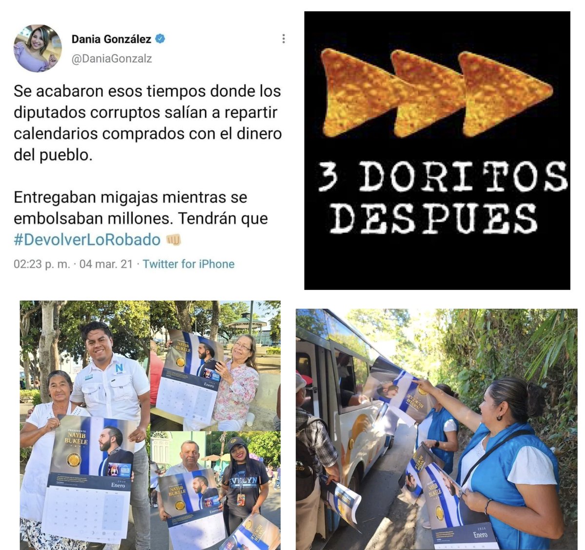antoasb's tweet photo. Ahora ahí andan repartiendo calendarios con la cara de Bukele… siempre hay un tuit. https://t.co/5CDAn6iBF3