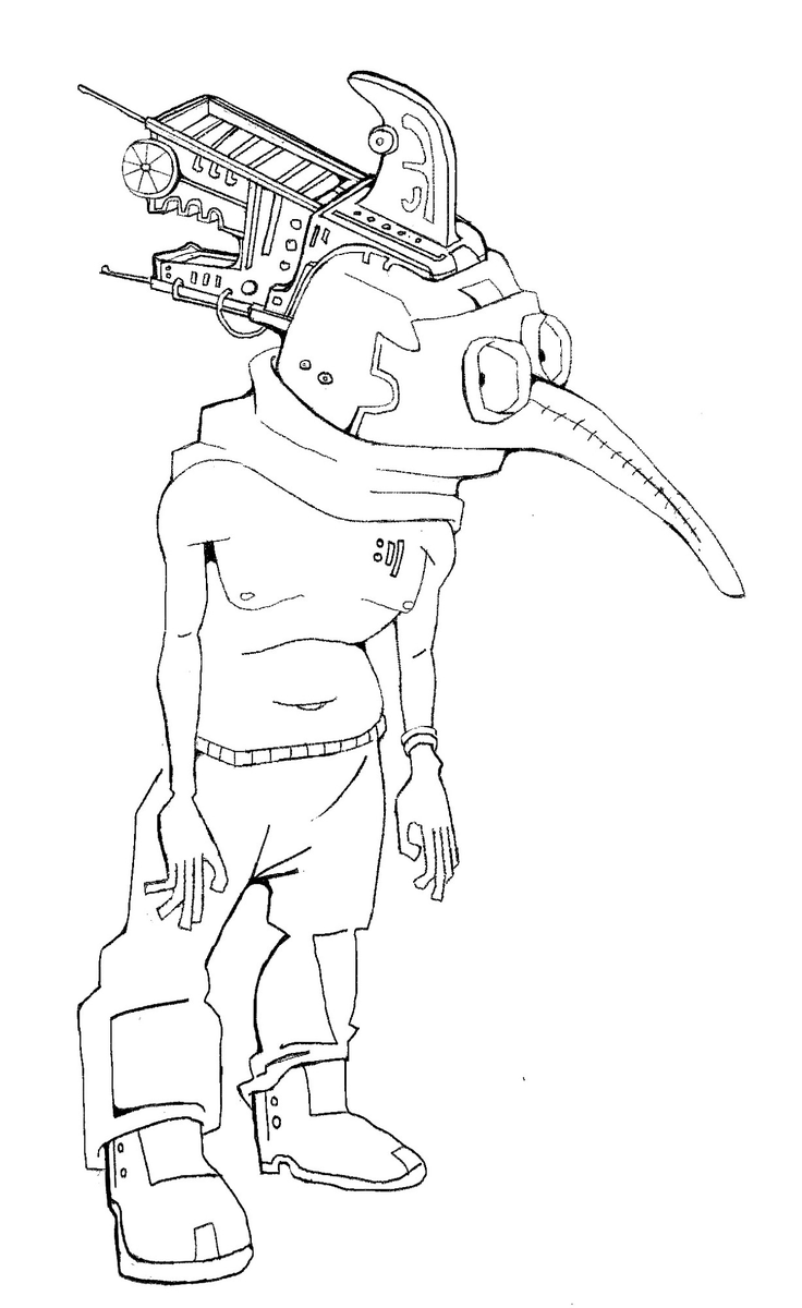 Thread of all the drawings I did between 2023 and 2024 of partially-mechanical beings