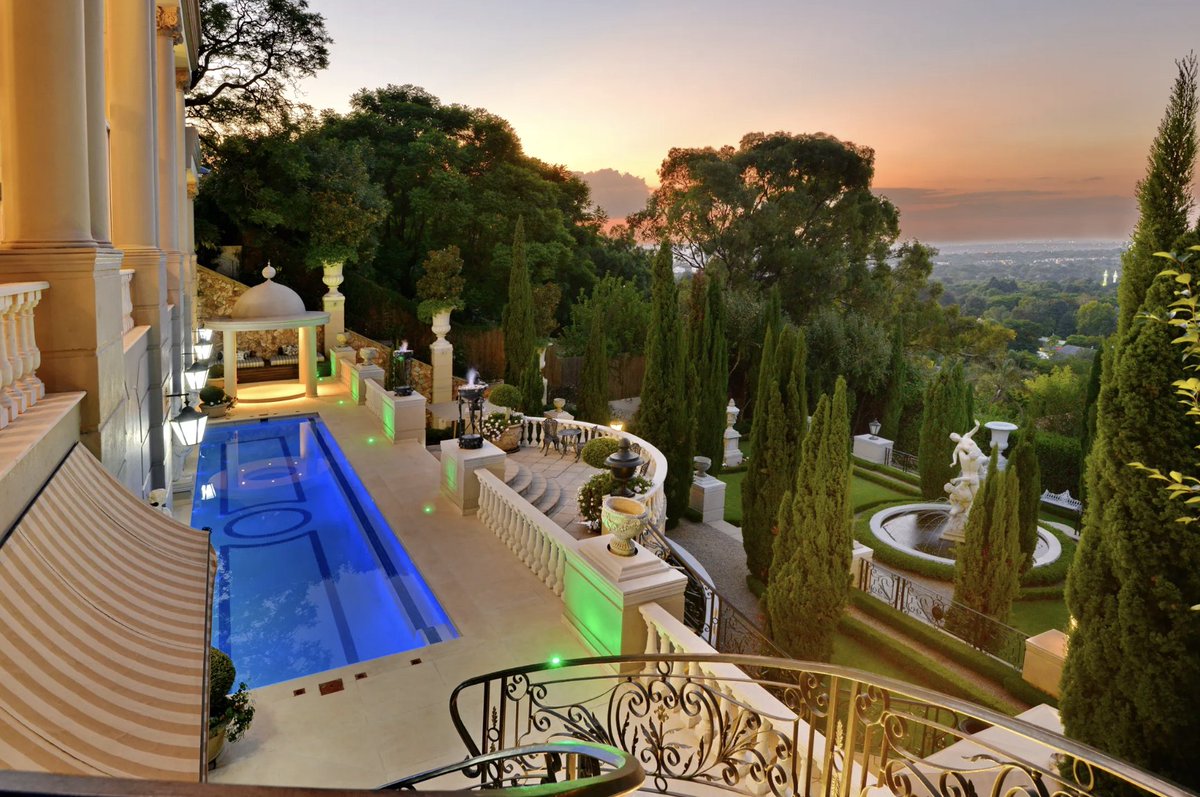 Seen on Netflix. Sitting on Houghton Ridge in Johannesburg. The Gatsby mansion is back on the market at R78 million.

I came across a live listing for the 4-storey mansion measuring 2000m2.

This mansion has had a long, dramatic relationship with the market. In 2019, it was