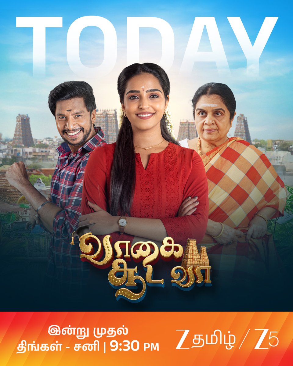 ZeeTamil's tweet image. Ready-ah மக்களே😉❤
வாகை சூட வா (Vaagai Sooda Vaa) | இன்று முதல் | திங்கள் - சனி | 9.30 PM.

#VaagaiSoodaVaa #Meenakshi #Jeeva #Madurai #ZeeTamil