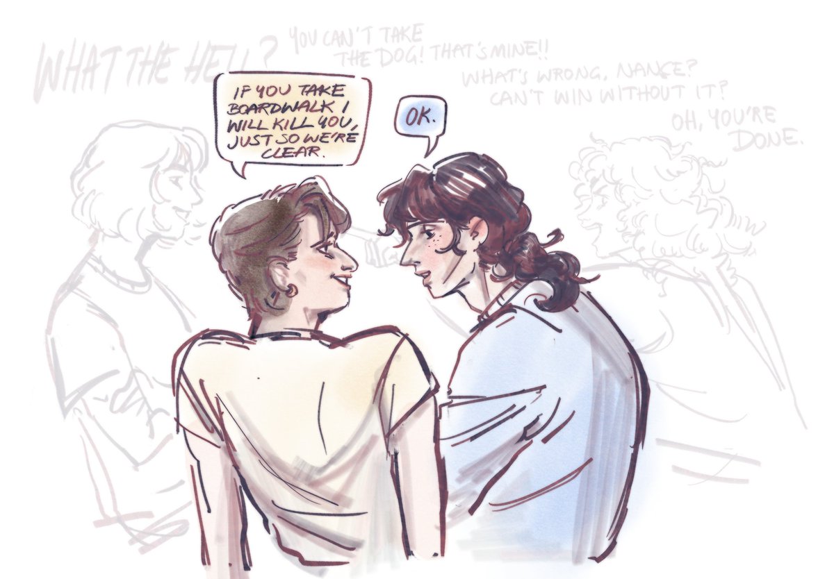 moonfruito's tweet image. mike wheeler fix your face it's family game night #byler #bylerfanart

(ft. background ronance being overly competitive (the game has not started yet))