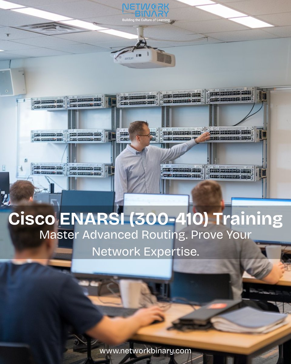 network_binary's tweet photo. Cisco ENARSI (300-410) Training

Master advanced enterprise routing &amp; troubleshooting with CCNP-aligned training at Network Binary.
OSPF • EIGRP • BGP • DMVPN

👉 Enroll: https://t.co/fqUt5fpaXP

#CiscoENARSI #CCNPEnterprise #AdvancedRouting #CiscoTraining #NetworkBinary https://t.co/QxTxa7hpE6