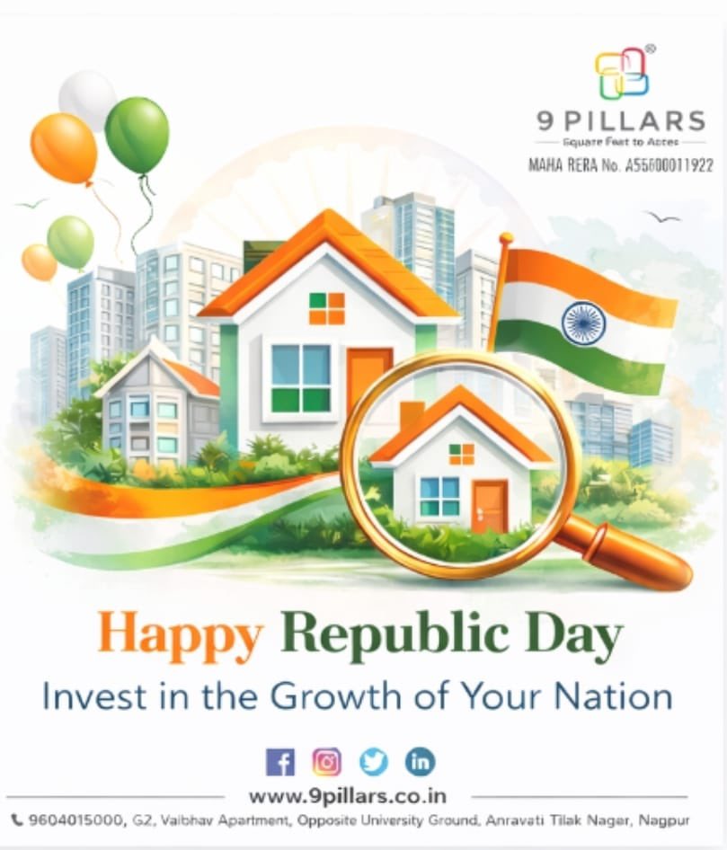 9PILLARS's tweet photo. 🇮🇳 Happy Republic Day 🇮🇳
This Republic Day, let’s celebrate the foundation of our nation by investing in its future.
At 9PILLARS, we help you build secure homes and smarter investments that grow with India.
🏡 Invest in the growth of your nation. https://t.co/e8iBWLDtJU