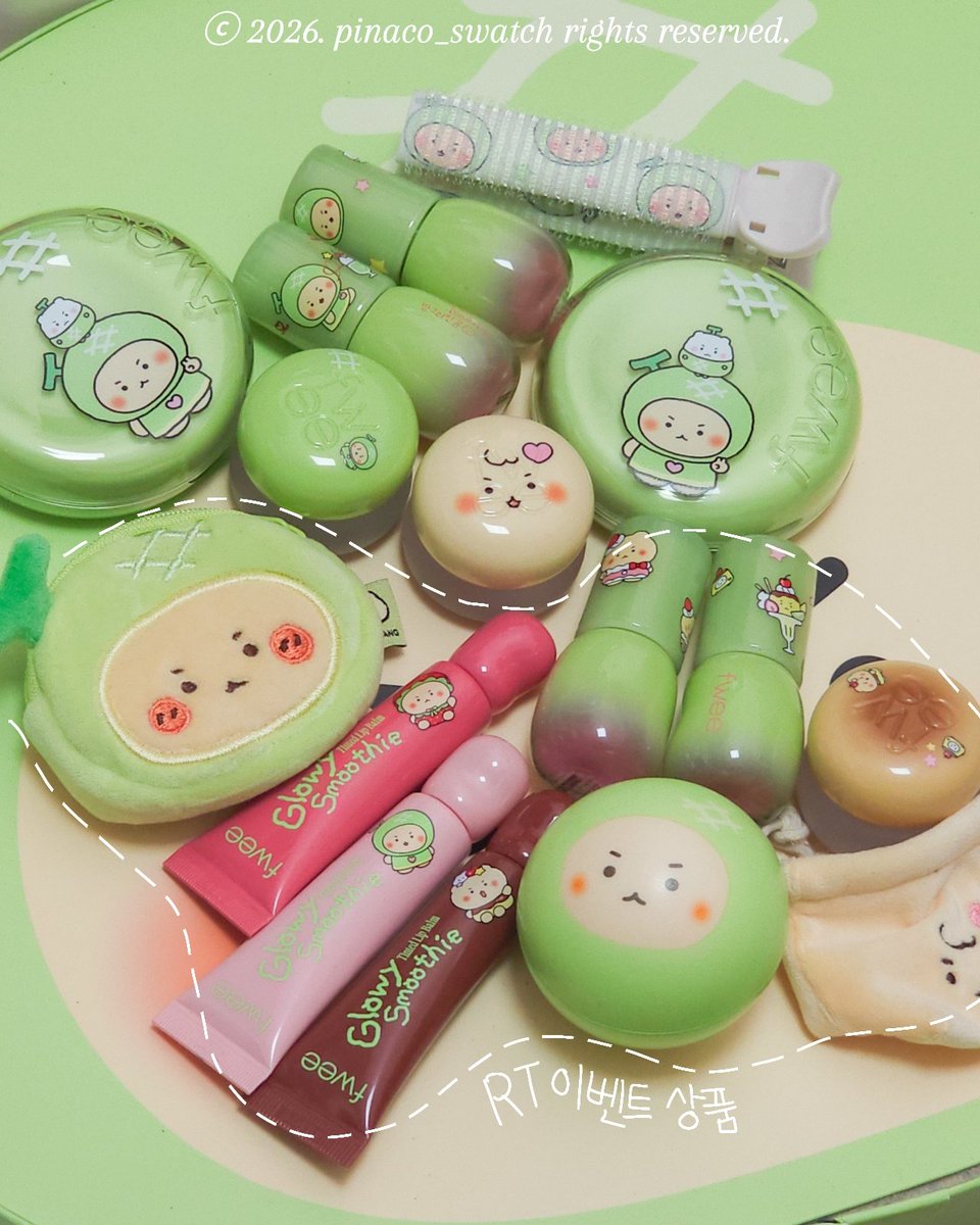 pinaco_swatch's tweet image. #제품제공 #RT이벤트 왔다 내 멜론튀김🍈
퓌💚망곰 2월 #올리브영 단독 
#망그러진곰 기획 출시🐻

🍈푸딩팟&amp;amp;볼류밍글로스 NEW 컬러
🍈스무디 립밤 출시
리트윗만 하셔도 2인 뽑아 보내드립니다!
(비계 불가, 2/1 당발, 구성 사진 참고 )
후기 및 설명 타래로⬇️
