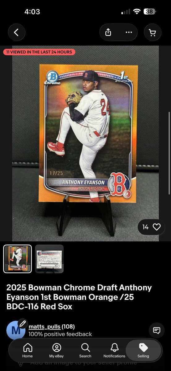 3 days left on this and plenty more! Posting daily, check em out! Follow and watch a few cards! 

ebay.us/m/UC3bRb