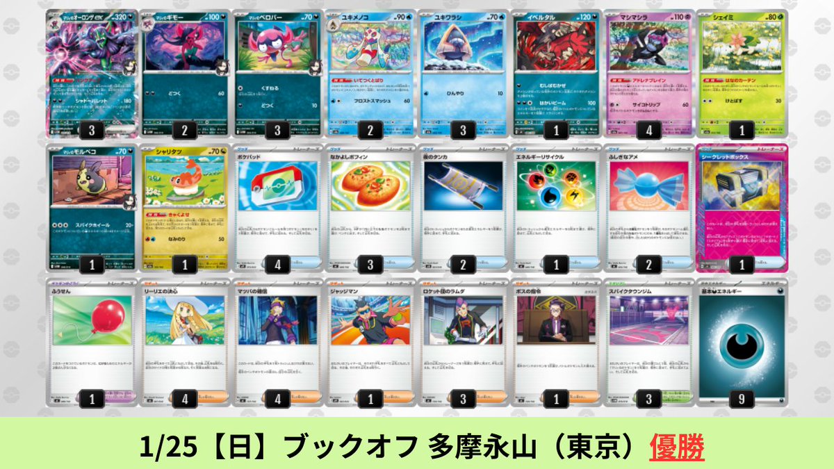 1/23【金】～1/25【日】 マリィのオーロンゲexのシティリーグ優勝