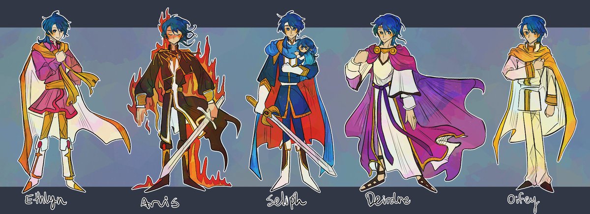 If Sigurd wins CYL 10 then he'll probably dress like his dad, but that's boring since their outfits are almost the same so I sketched out some other ideas.