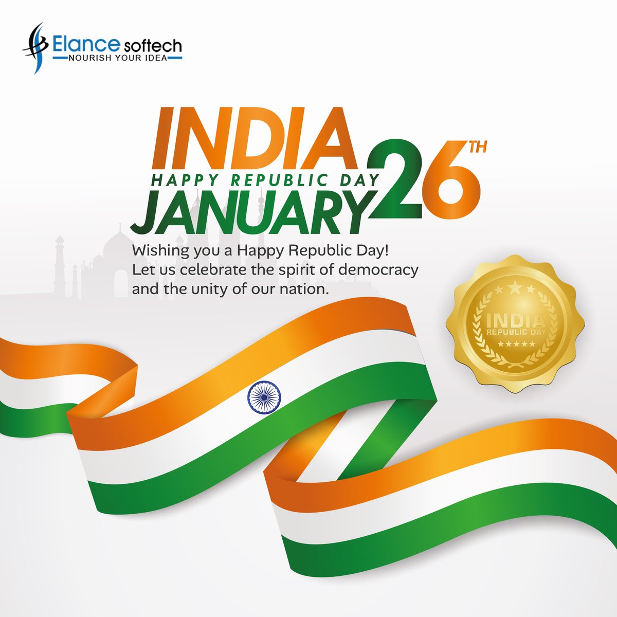 ElanceSoftech's tweet photo. Happy Republic Day. Wishing our country a bright future.

#republicday #india #republicdayindia #happyrepublicday #republicdayofindia #socialmediamarketing  #digitalmarketing #ITcompany #SEO #SEM #SMO #CMS #WordPress  #Android #IOS  #eCommerce #PPC  #ITServices #WebsiteDesign https://t.co/FcqrhZsQzK