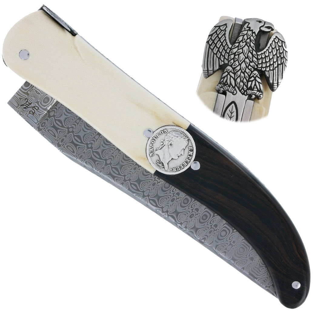 NNews47697's tweet image. 🛍️Shopping : Laguiole - Couteau Napoléon 🔪 

💶Prix: 2990€
🟧Matière : ivoire, ébène, pièce Napoléon, acier.  

#napoleon #laguiole #couteau #collection