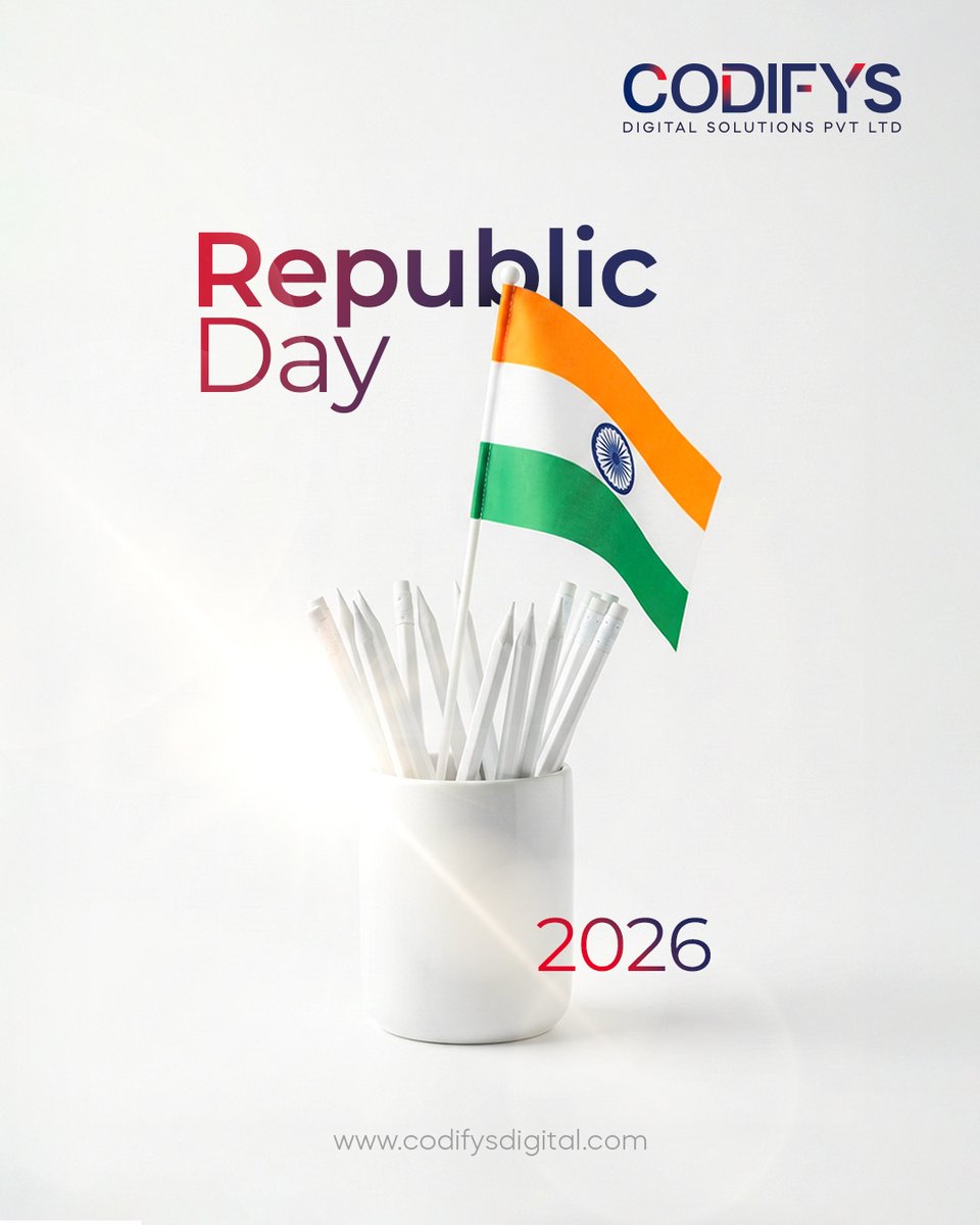 codifys_digital's tweet photo. Freedom in mind. Faith in words. Pride in our soul.
Happy Republic Day of India! 🇮🇳✨ https://t.co/AnTyQrYjQN