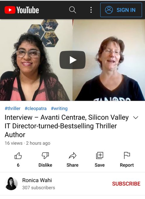 The delightful <a href="/RonicaWahi/">Ronica Wahi</a> and I had a blast talking about #Cleopatra, my writing journey, and the #history of #propaganda. Take a look!

youtu.be/xDzmgfjeqz0

#awardwinning #thrillers full of #action and #suspense