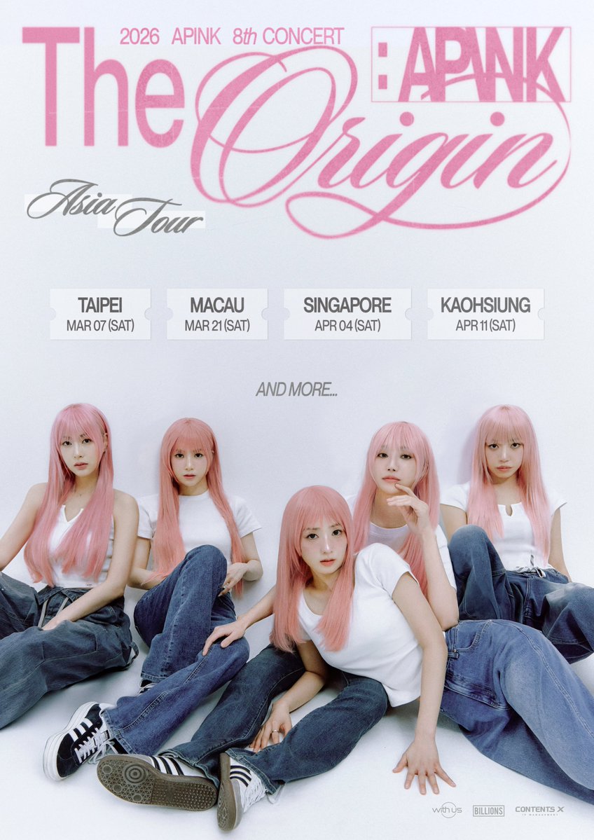 2026 Apink 8th CONCERT 'The Origin : APINK' ASIA TOUR 안내

🩷TAIPEI : MAR 7 (SAT)
🩷MACAU : MAR 21 (SAT)
🩷SINGAPORE : APR 4 (SAT)
🩷KAOHSIUNG : APR 11 (SAT)

#에이핑크 #Apink
#TheOrigin_APINK