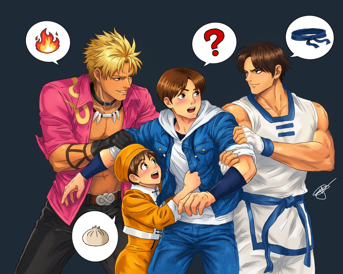 // I finally finished this drawing.

Everyone wants poor Kensou's attention. 😅