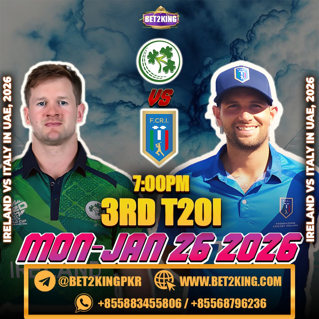 bet2king99's tweet photo. IRELAND 🆚 ITALY – 3rd T20I 💥​

🔥 Live match betting
⚡ Fast withdrawal
💰 Real cash games

👉 Play now only on BET2KING
Don’t watch the match — PROFIT from it! 😎​

#Bet2King​ #IrelandVsItaly #T20Cricket
#OnlineGaming #PlayAndWin #RealCashGames #CricketBetting #FastWithdrawal https://t.co/wqSXSzouVP