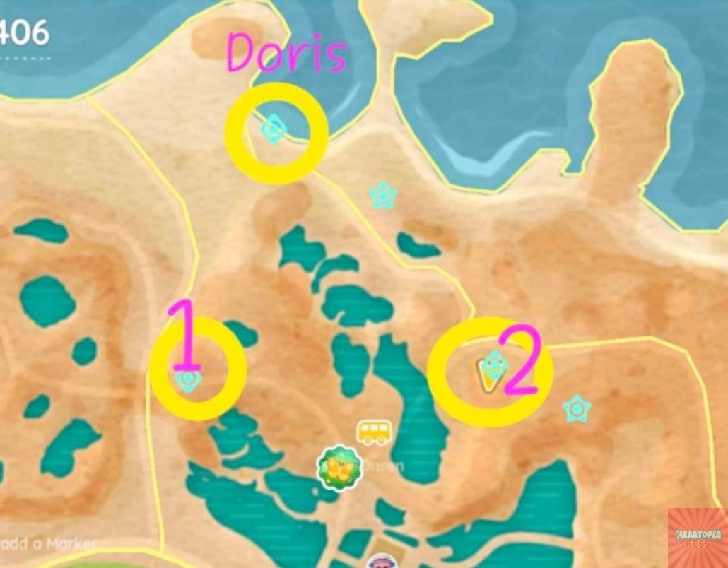 heartopia_fess's tweet image. !heart ini titik map lokasi rainbow bouquet dan dorris (beli gula untuk masak roll cake) yes! sama ada di depan rumah jadinya dapet 3 bouquet, itu nanti bisa di cari di tas abis itu hold dan pakai yaa! fungsi bisa dibaca, pencet kotak hijau setelah apply bouquetnya!