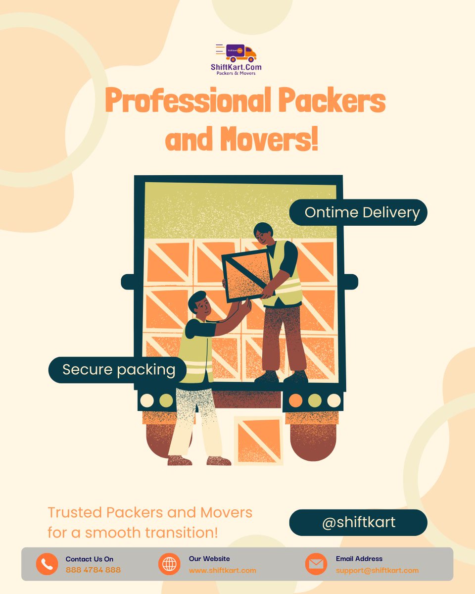ShiftKart's tweet photo. Professional Packers &amp; Movers you can trust 🚚📦
Secure packing ✔️ On-time delivery ✔️
Smooth shifting from start to finish.
📞 Call us: 888 4784 888
🌐 Visit: https://t.co/WQT8ldrsLw
Shift smart. Shift easy. ShiftKart https://t.co/Hdnton9gPS