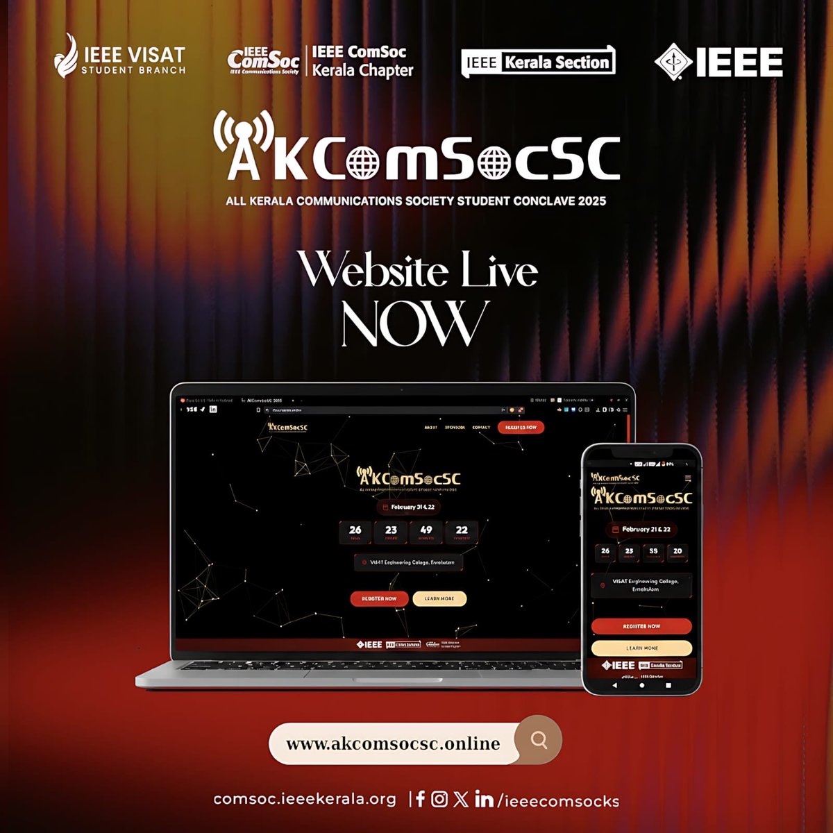 ieeecomsocks's tweet photo. The official website of the All Kerala Communication Society Student Conclave (AKComSocSC '25) is now live!👾

🔗 Visit us now: https://t.co/XP5pND2KA8

✨ Stay tuned and get ready for an unforgettable experience!

#AKComSocSC2025 #IEEEComSocKC #IEEE #WebsiteLive https://t.co/yB4KweJfRJ