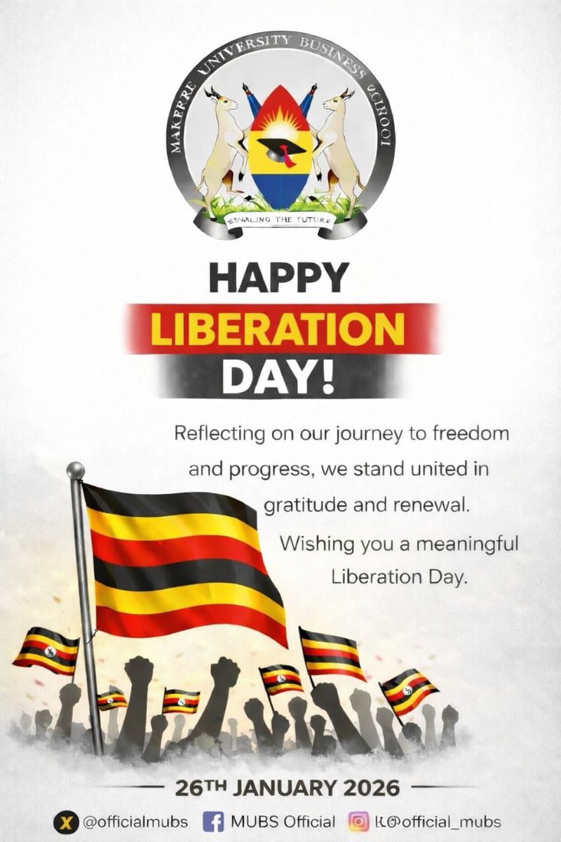 Wishing you a great liberation day! 
<a href="/MUBSAruaCampus/">Makerere University Business School - Arua Campus</a> 
<a href="/MubsJinja24/">Mubs Jinja Campus</a> 
<a href="/MUBSMbarara/">MUBS-Mbarara Campus</a> 
<a href="/MubsMbaleCampus/">MUBs Mbale Campus</a>