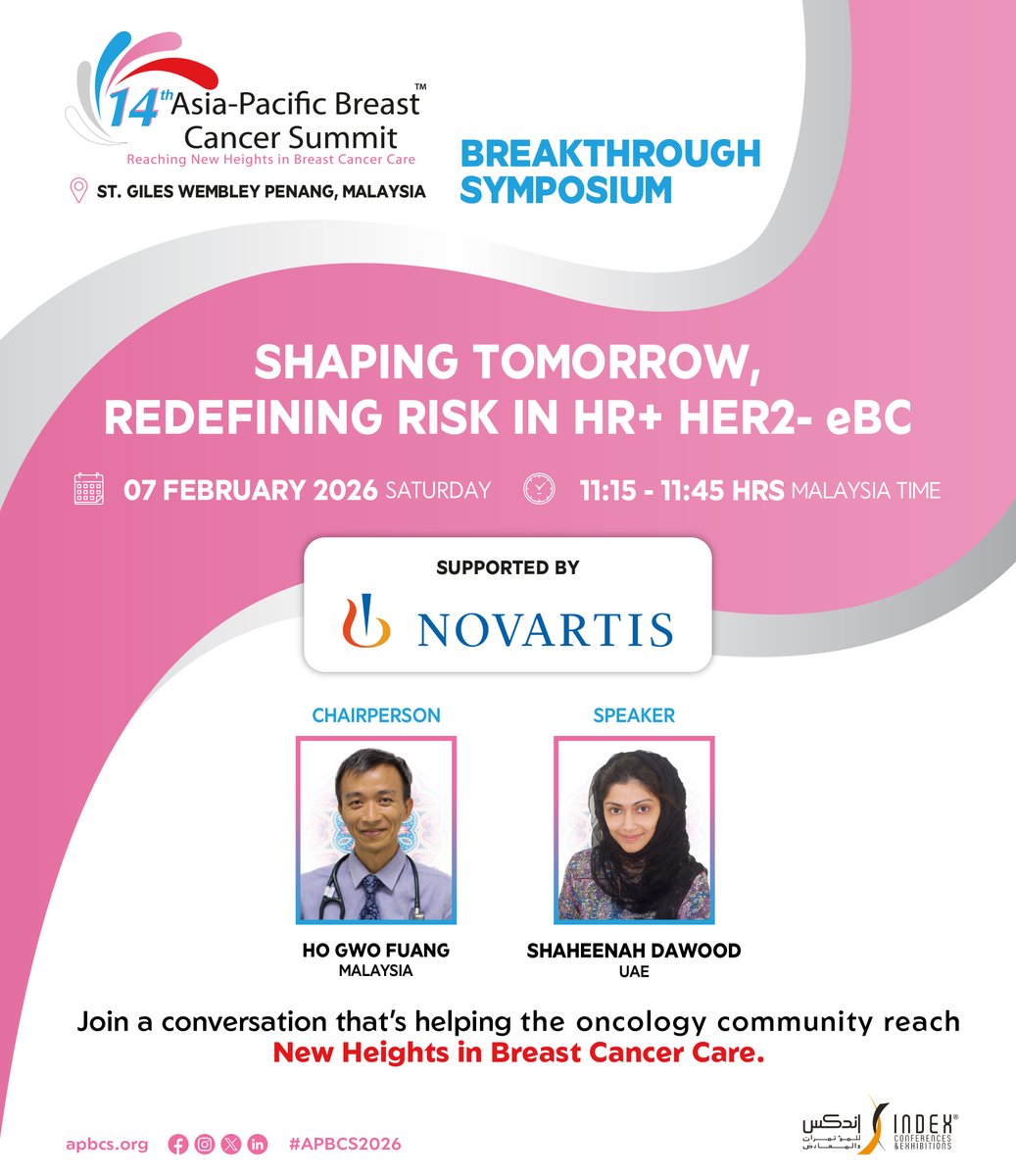 APBCSUMMIT's tweet image. Shaping Tomorrow: Redefining Risk in HR+ HER2- eBC

A forward-looking symposium exploring how evolving evidence is redefining risk assessment and treatment decisions in early breast cancer.

To register: apbcs.org/registration/

#APBCS2026 #EarlyBreastCancer #HRPositive