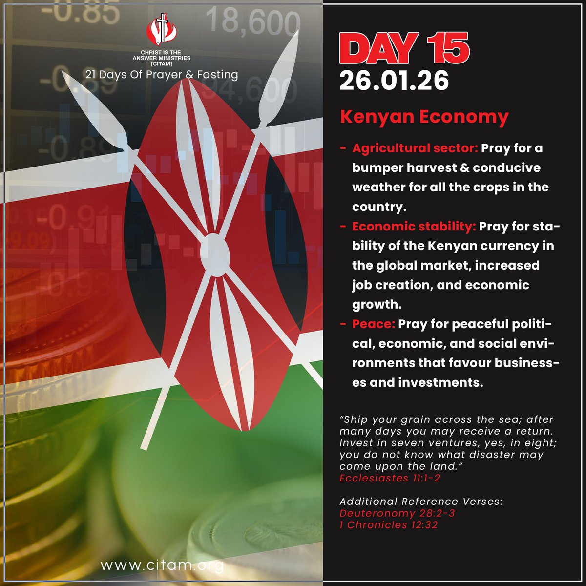 Day 15, we pray over the economy of our country 🙏
#CitamKikuyuTownChurch #GodOfImpossibilities #prayerandfasting