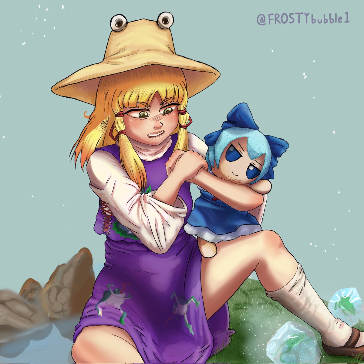 FROSTYbubble1's tweet photo. Drawing of Cirno and Suwako clearly sharing a hug 🐙

#Suwako #洩矢諏訪子 #Cirno #チルノ #東方Project #touhou https://t.co/FxJyx4YC7R