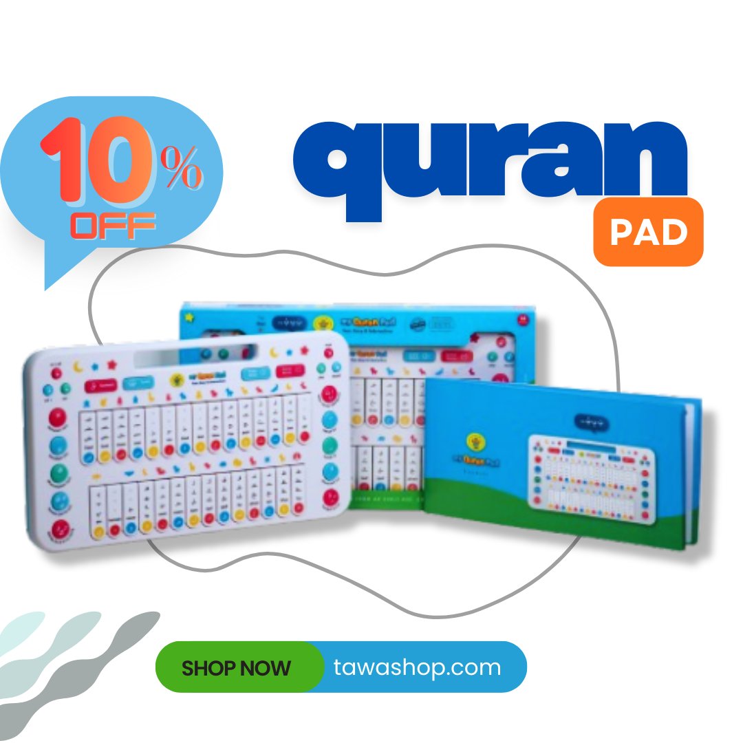 My quran pa' কিনলেই পাচ্ছেন ১০% ছাড়! 
সাথে থাকছে এক সেট ব্যাটারি এবং হোম ডেলিভারি একদম ফ্রি!
অর্ডার করতে ইনবক্স, কল/হোয়াটসঅ্যাপ করুন: 01787 810076
বিস্তারিত জানতে ভিজিট করুন: tawbashop.com

#কোরআন #শিক্ষা #কোরআনপ্যাড #তওবা_শপ #মাইসালাহম্যাট